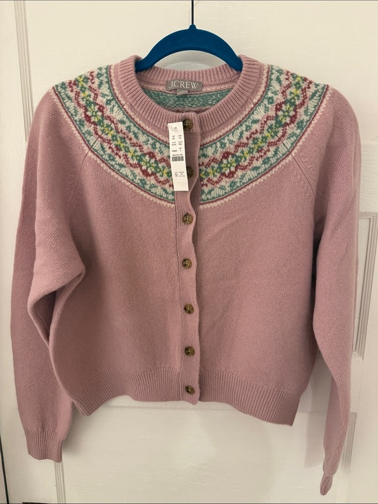 J. Crew Sweaters - J. Crew Pink Fair Isle Yoke Button-Front Cardigan